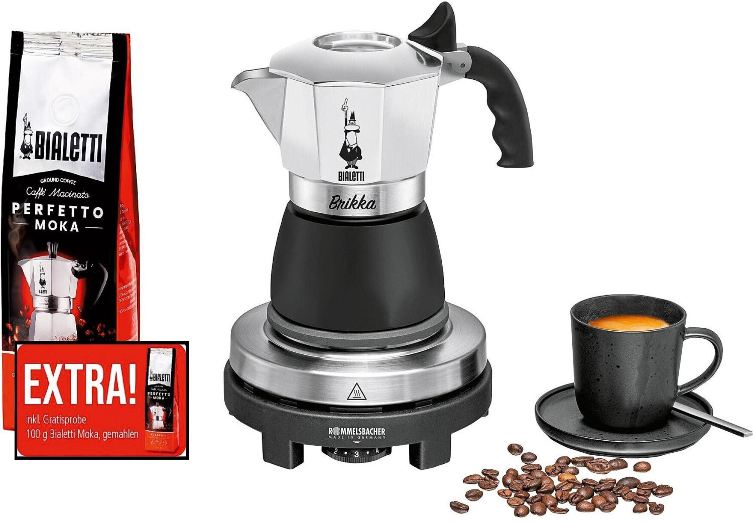 اسپرسو ساز روملزباخر آلمان مدل ROMMELSBACHER Espresso Geschenkset RK 505/K استیل مشکی